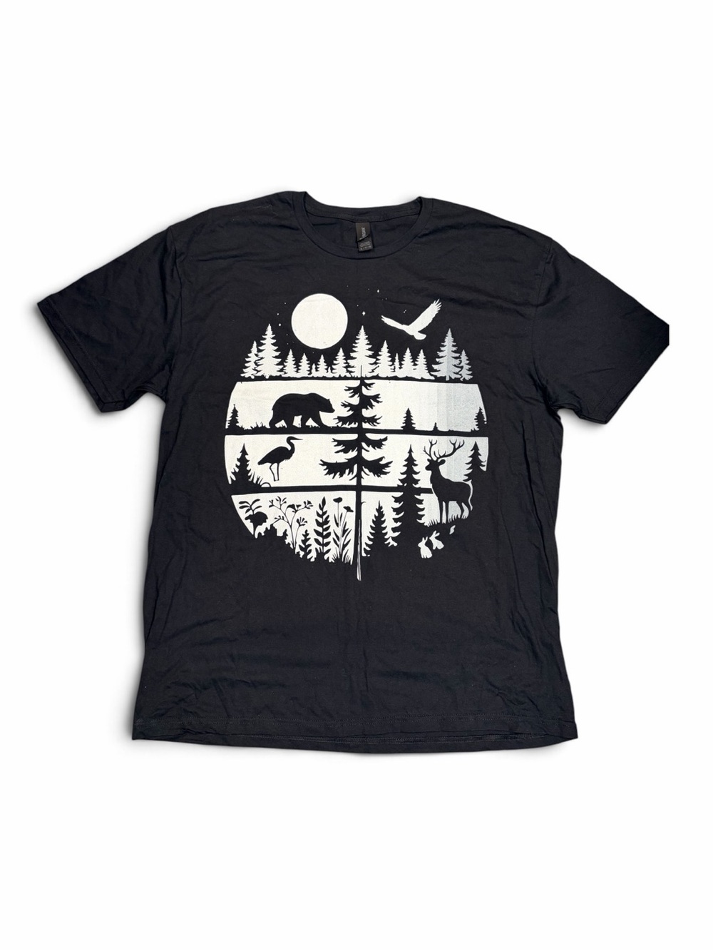 Gildan Black Short Sleeve Tee with White Nature Graphic